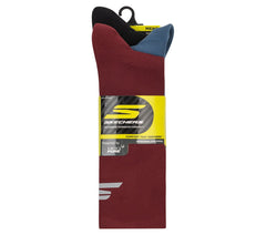 Skechers 3 Pack Men's Reflective Performance Half Terry Crew Socks
