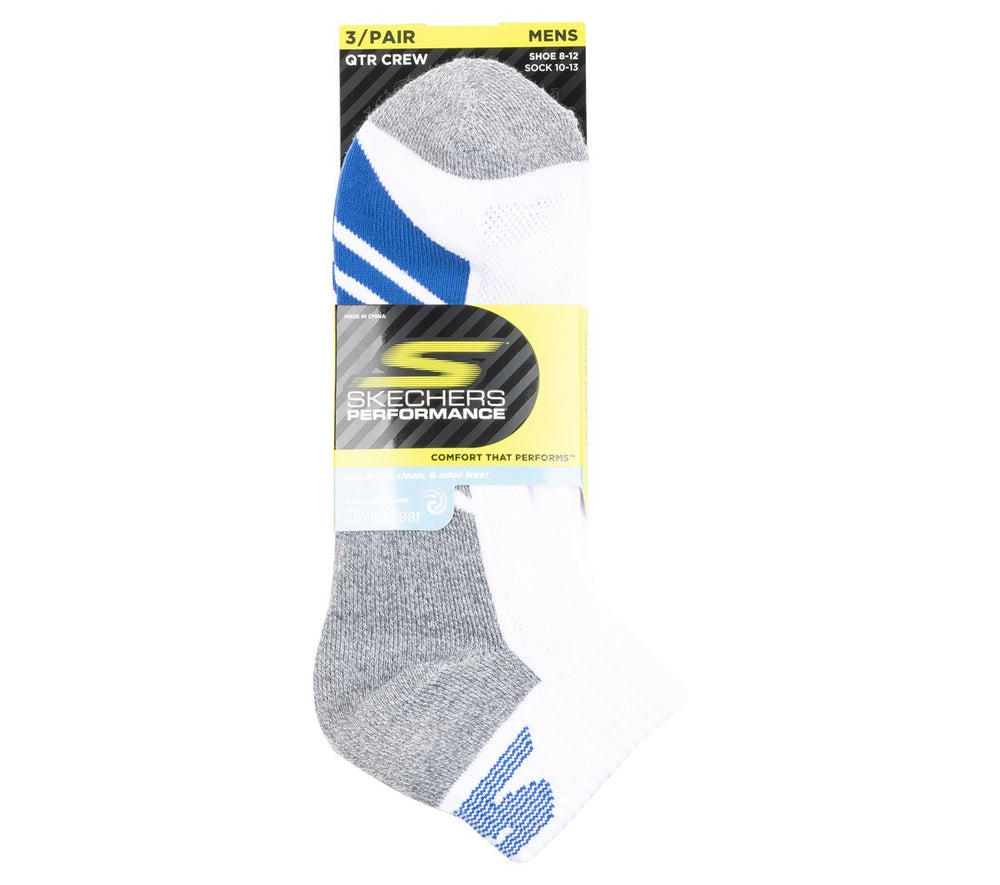 Skechers 3 Pack Men's Half Terry Quarter Crew Socks