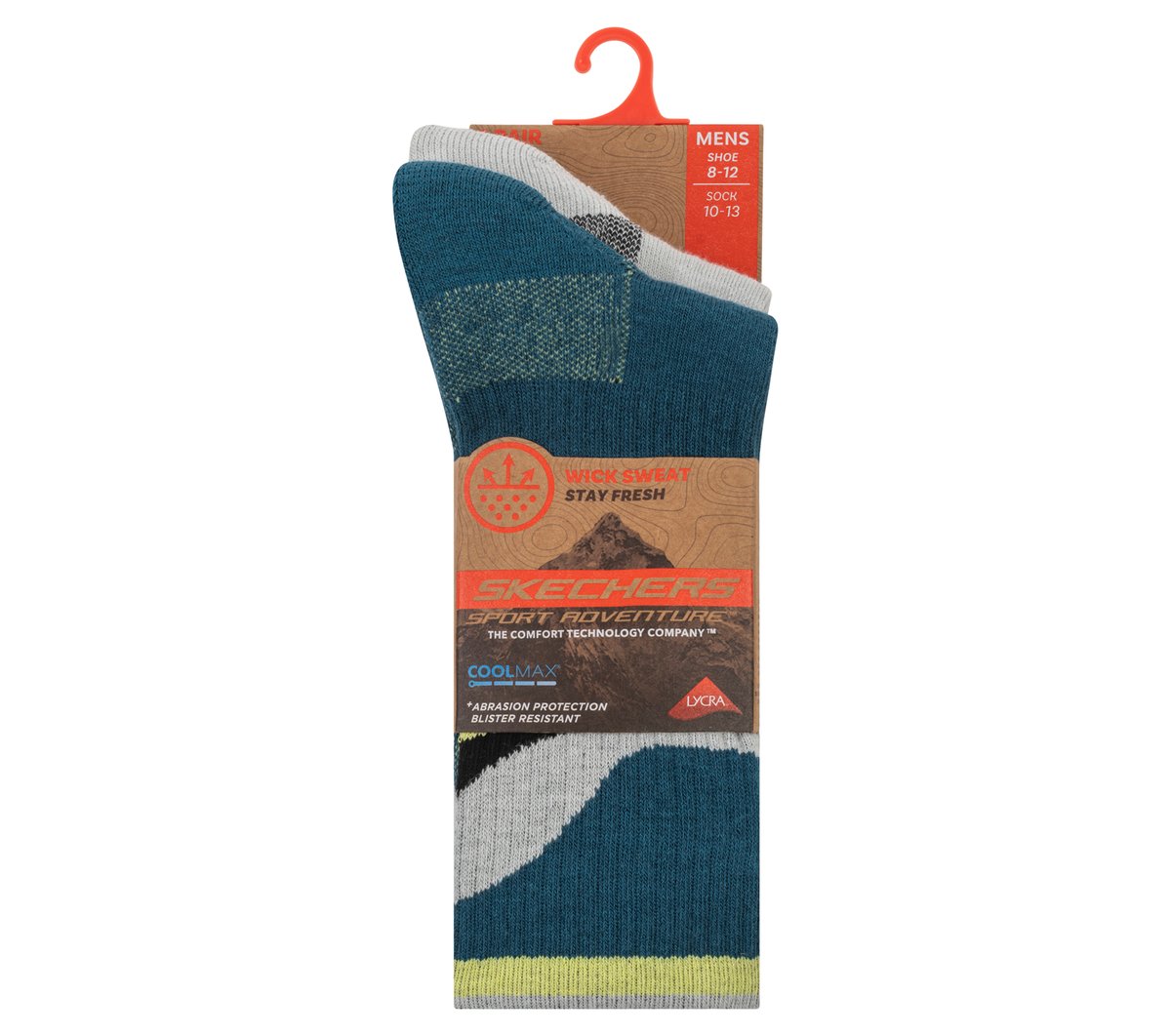 Skechers 2 Pack Men's Crew Trail Socks