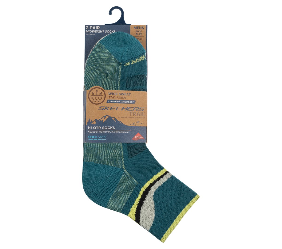 Skechers 2 Pack Men's Quarter Trail Socks