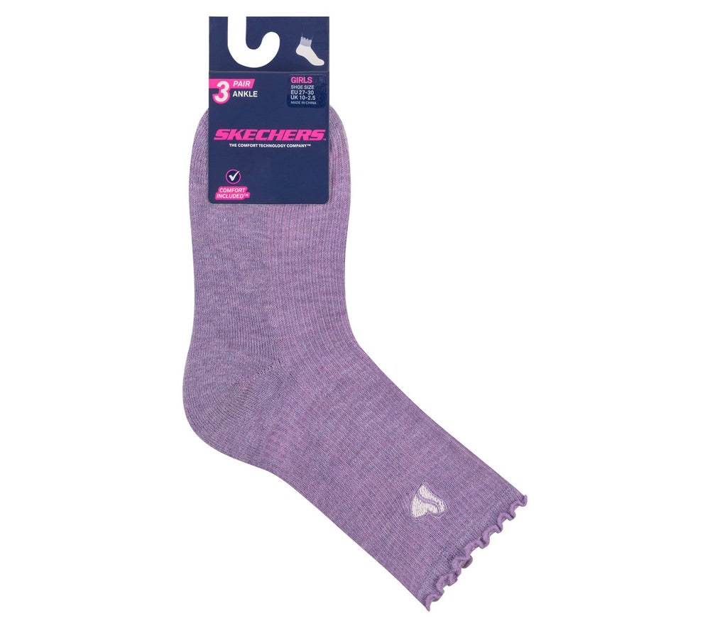 Skechers 3 Pack Kids Ankle Lettuce Socks