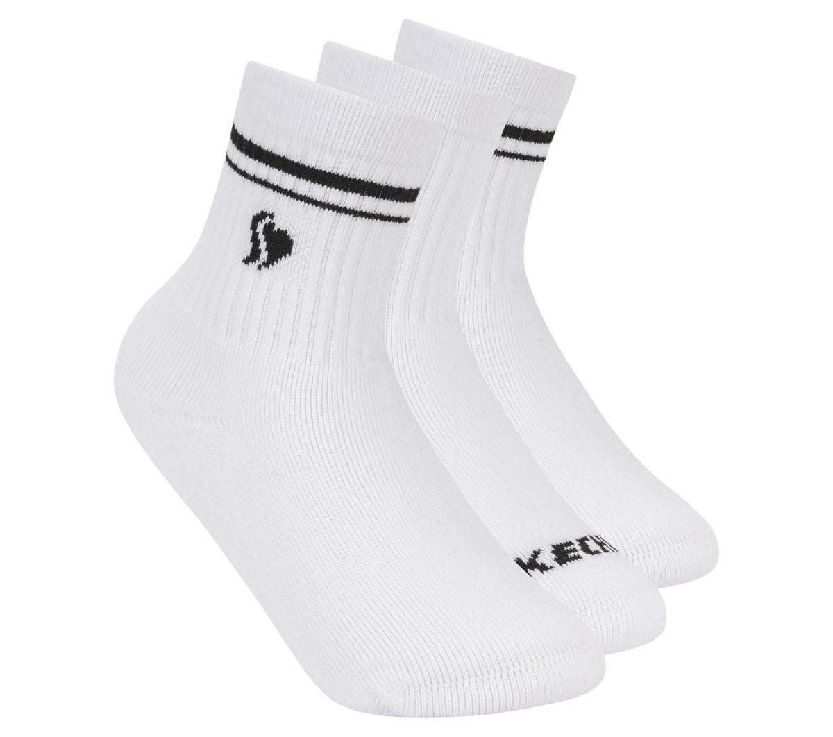 Skechers 3 Pack Girls' Low Crew Ribbed Socks