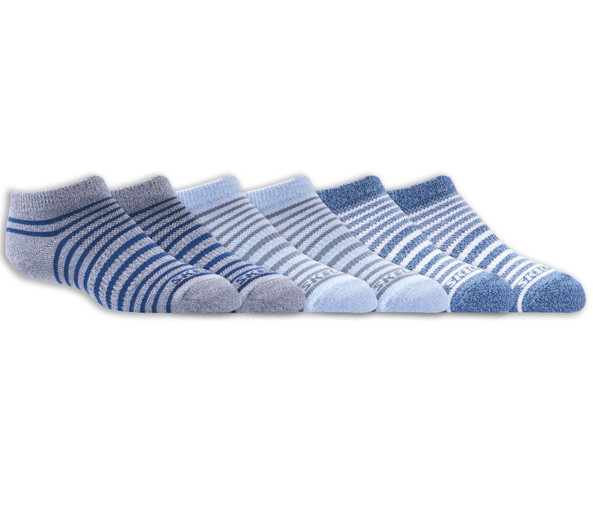Skechers 6 Pack Striped No Show Socks